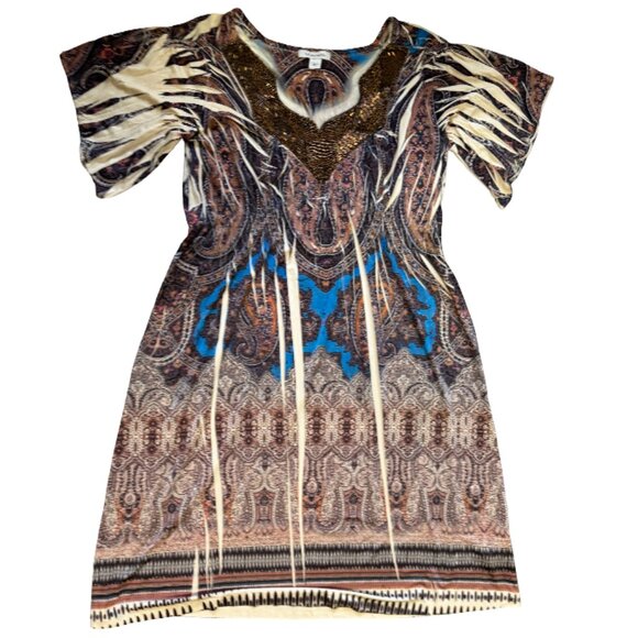 Boston Proper Boho Beaded Dress Multicolor Size M - Picture 1 of 11